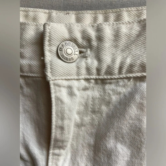 Madewell Relaxed Denim Shorts in Tile White Raw hem Sz 40 - Picture 6 of 13